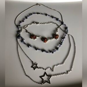 Lot of sterling silver necklaces and a pair of matching earrings, EUC!